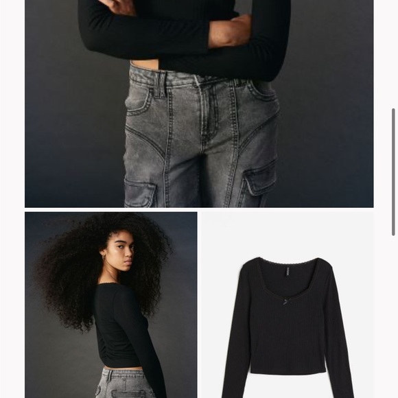 HM long sleeve lace trim top - Picture 5 of 6